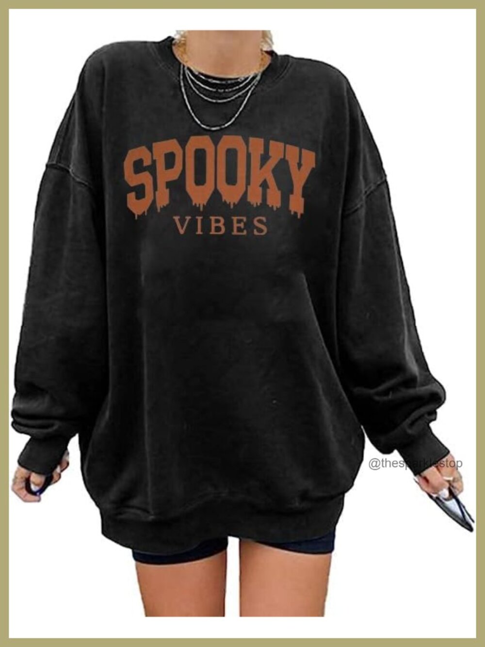 Oversized Spooky Season Crew Neck Sweatshirt Women Halloween Pullover Top